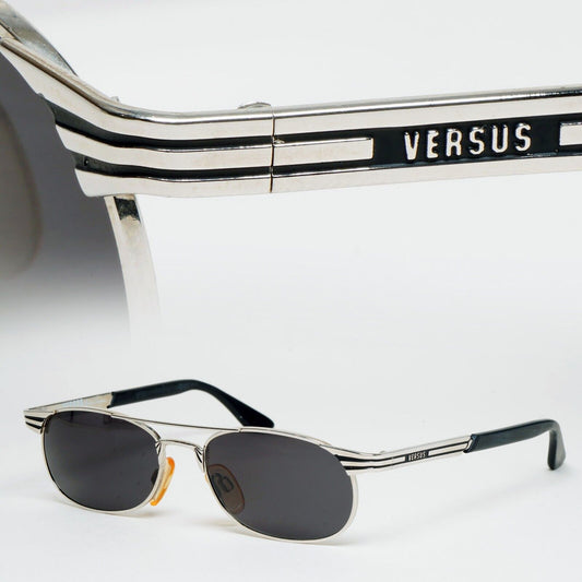 Versus Sunglasses 1996 by Gianni Versace Vintage Silver Black MOD F17 COL 12M