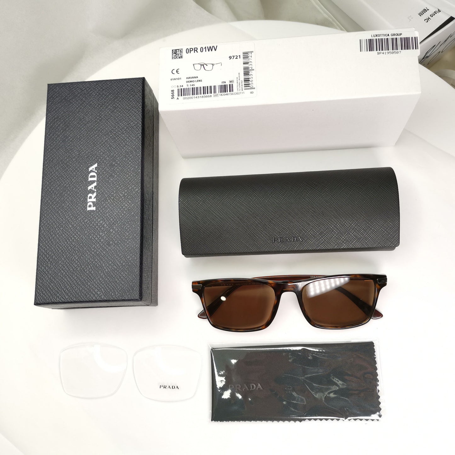 Prada Sunglasses Brown Havana Rectangle Tortoise PR01WV VPR 01W 01A-1O1 54mm