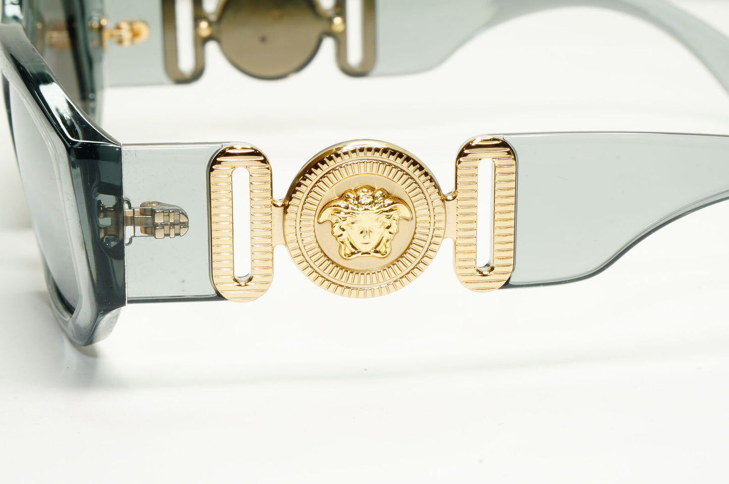 Versace Gold Medusa Sunglasses Grey Crystal Mirror Transparent Clear 4361 311/6G