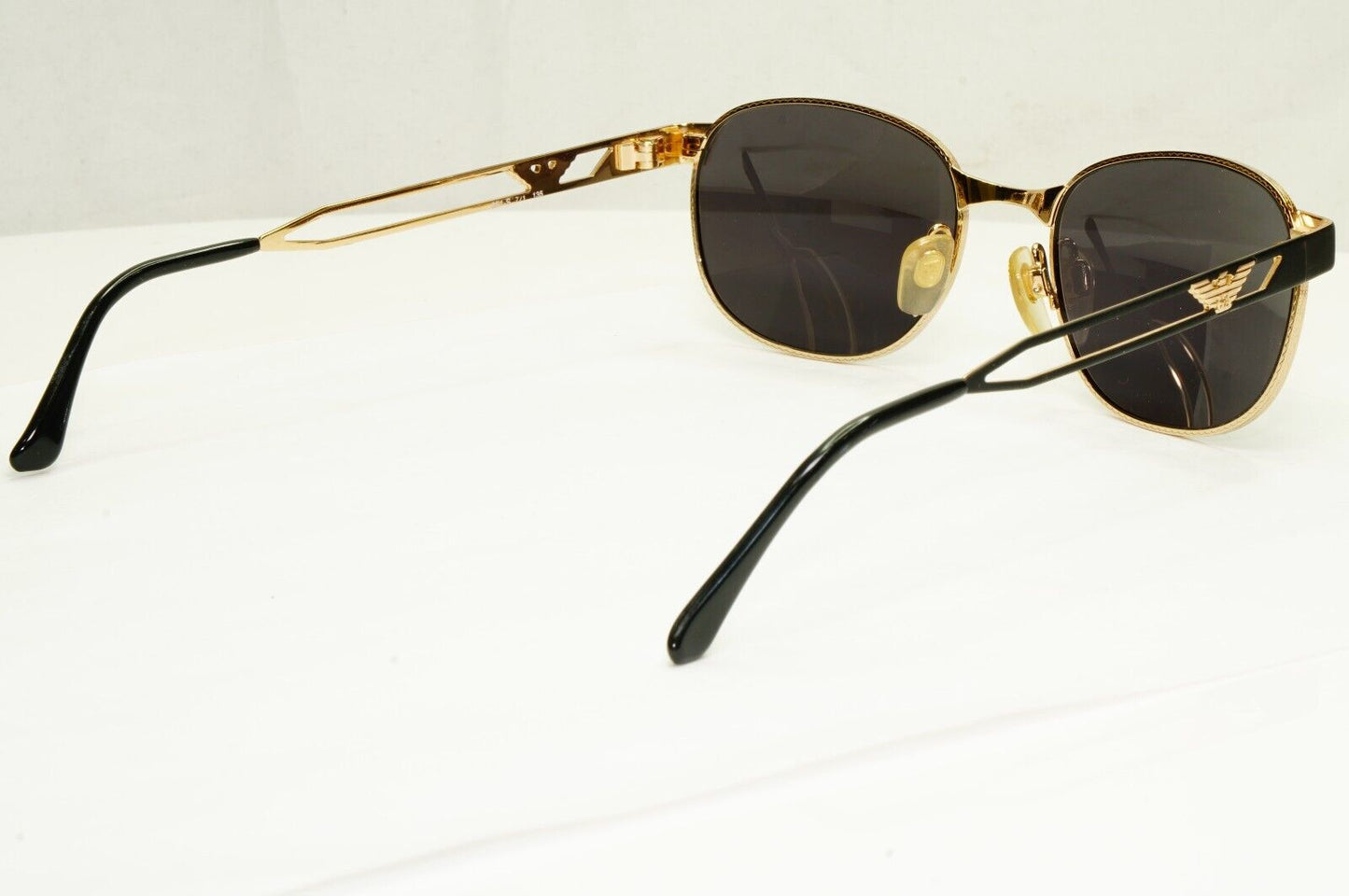 Emporio Armani 1997 Vintage Sunglasses Gold Black Metal Unisex Eagle 051-S 771