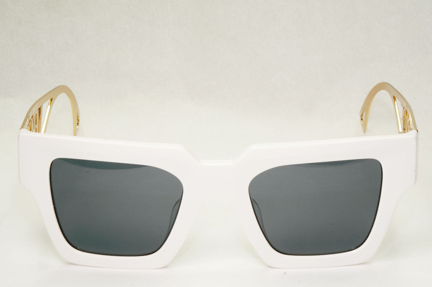 Versace Sunglasses White Gold Letters Big Logo Square MOD VE 4431-F 401/87 50mm