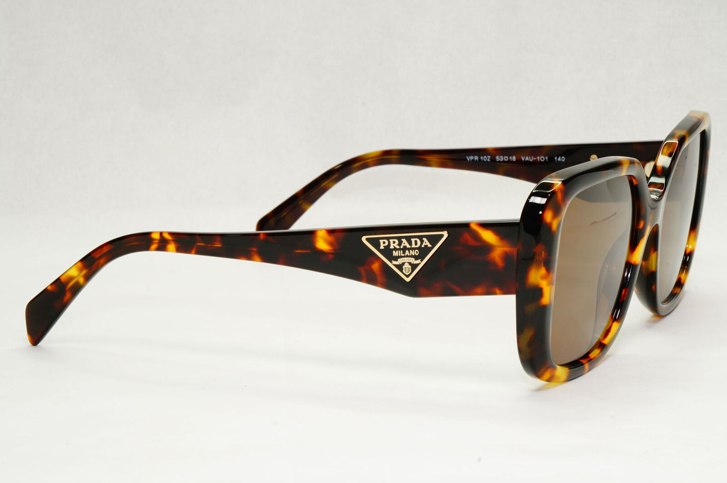 Prada Sunglasses Triangle Symbole Square Brown Tortoise PR10ZV VPR 10Z VAU-1O1