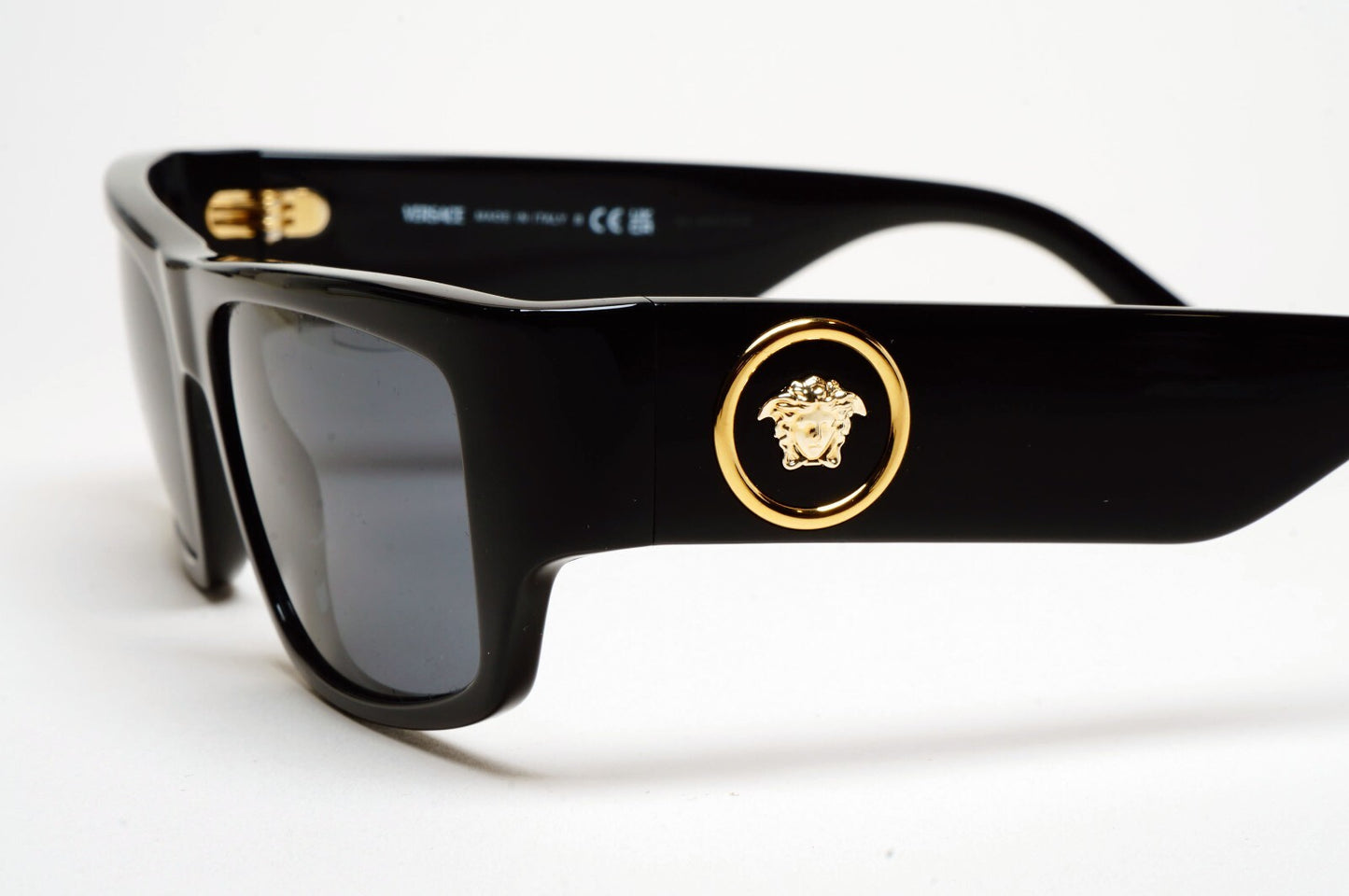 Versace Sunglasses Black Gold Medusa Rectangle RB 4385 GB1/87 56mm