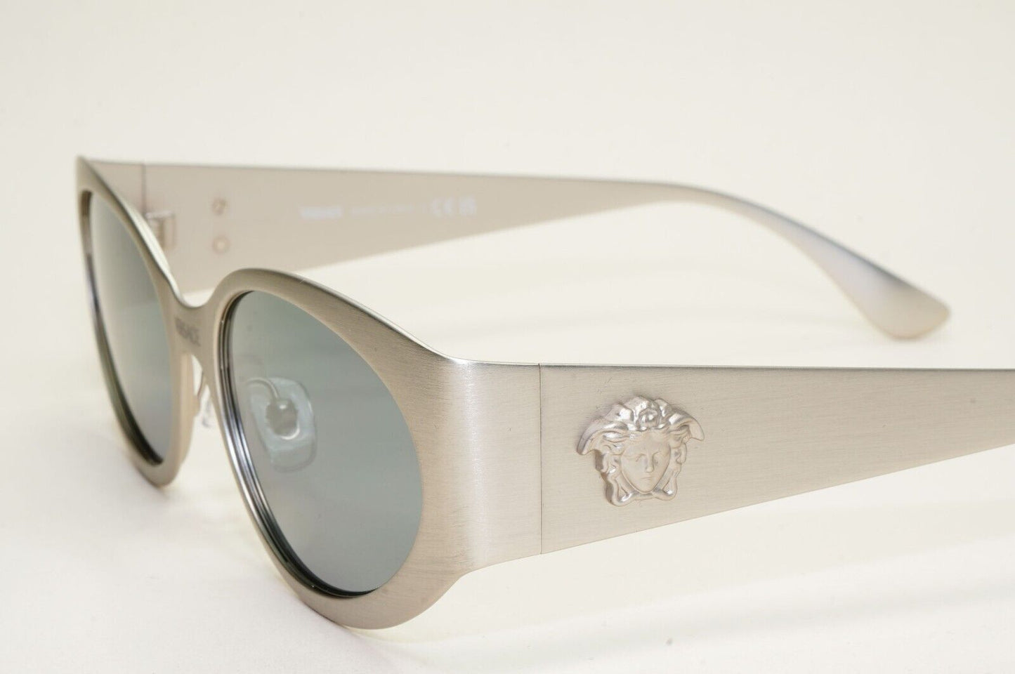 Versace Sunglasses Brushed Silver Medusa Grey Silver Mirror MOD VE 2263 1266/6G