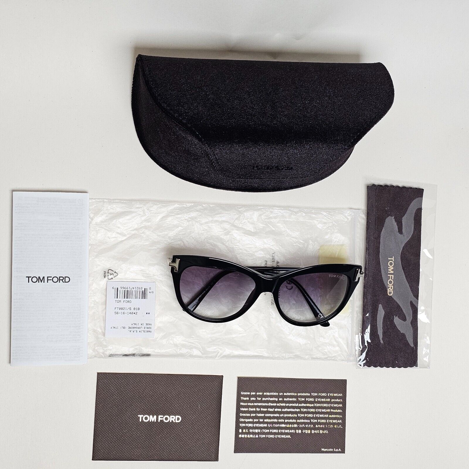 Tom Ford Sunglasses Kira Black Silver Grey Gradient Cat Eye FT0821 TF 821 01B