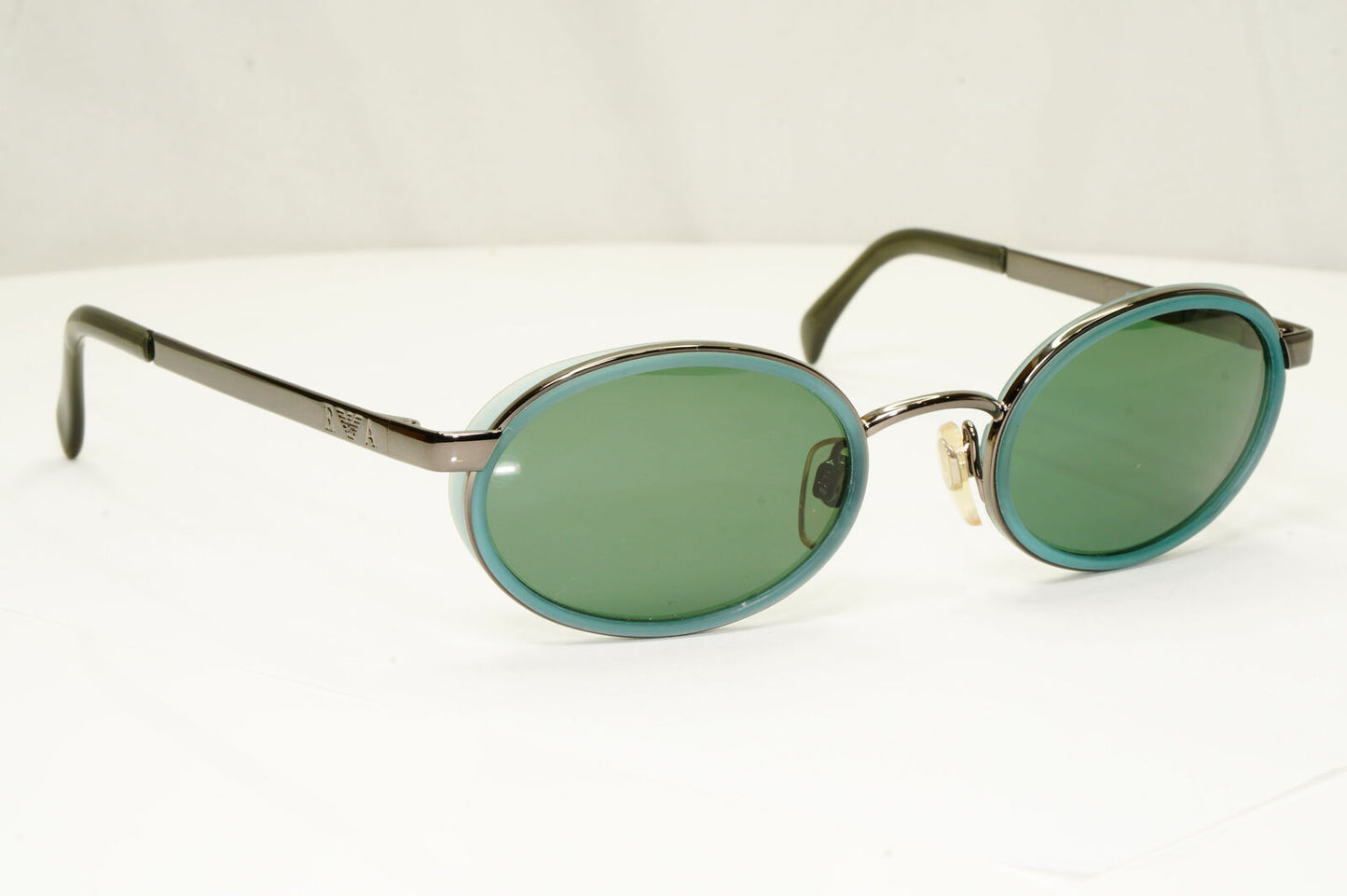 Emporio Armani 1997 Vintage Sunglasses Mens Womens Metal Green Oval 085-S 1109