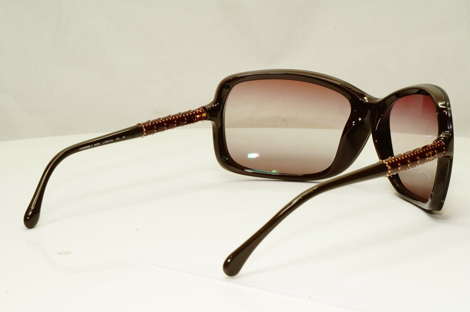 Chanel Burgundy Brown Shield Sunglasses Gold Visor Mask Wrap 6036 638/43 25647