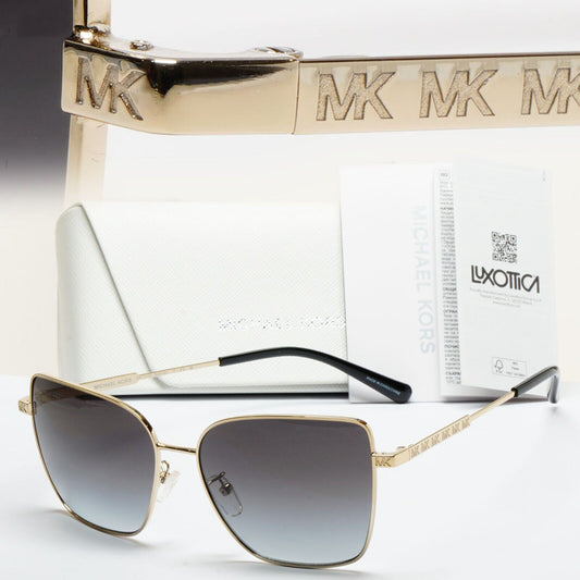 Michael Kors Sunglasses Gold Grey Gradient Metal Square MK 1108 Bastia 1014/8G