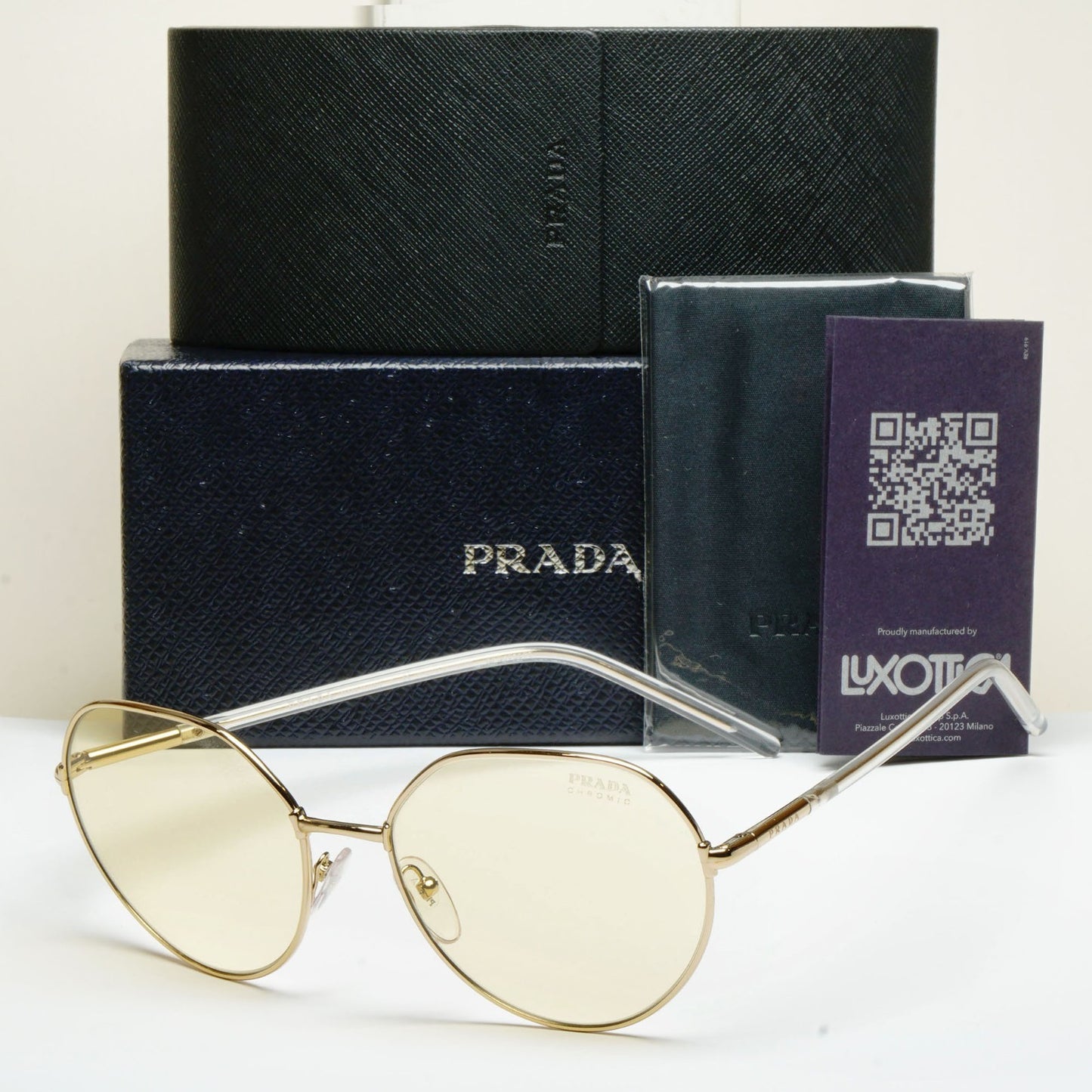 Prada Sunglasses Photochromic Gold Yellow Round PR65XS SPR 65X ZVN-01F