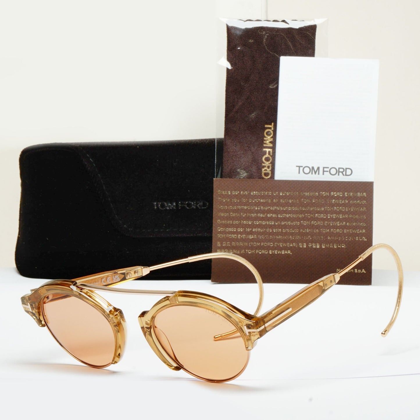Tom Ford Sunglasses Farrah-02 Ear Loop Brown Honey Gold FT0631 TF 631 45E