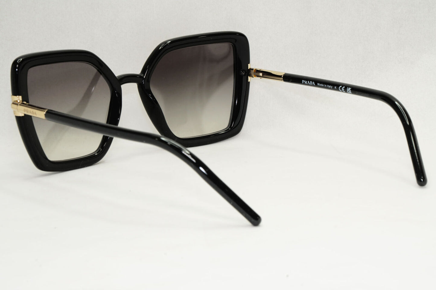 Prada Sunglasses Black Grey Gradient Gold Square Smoke PR09WS SPR 09W 1AB-0A7