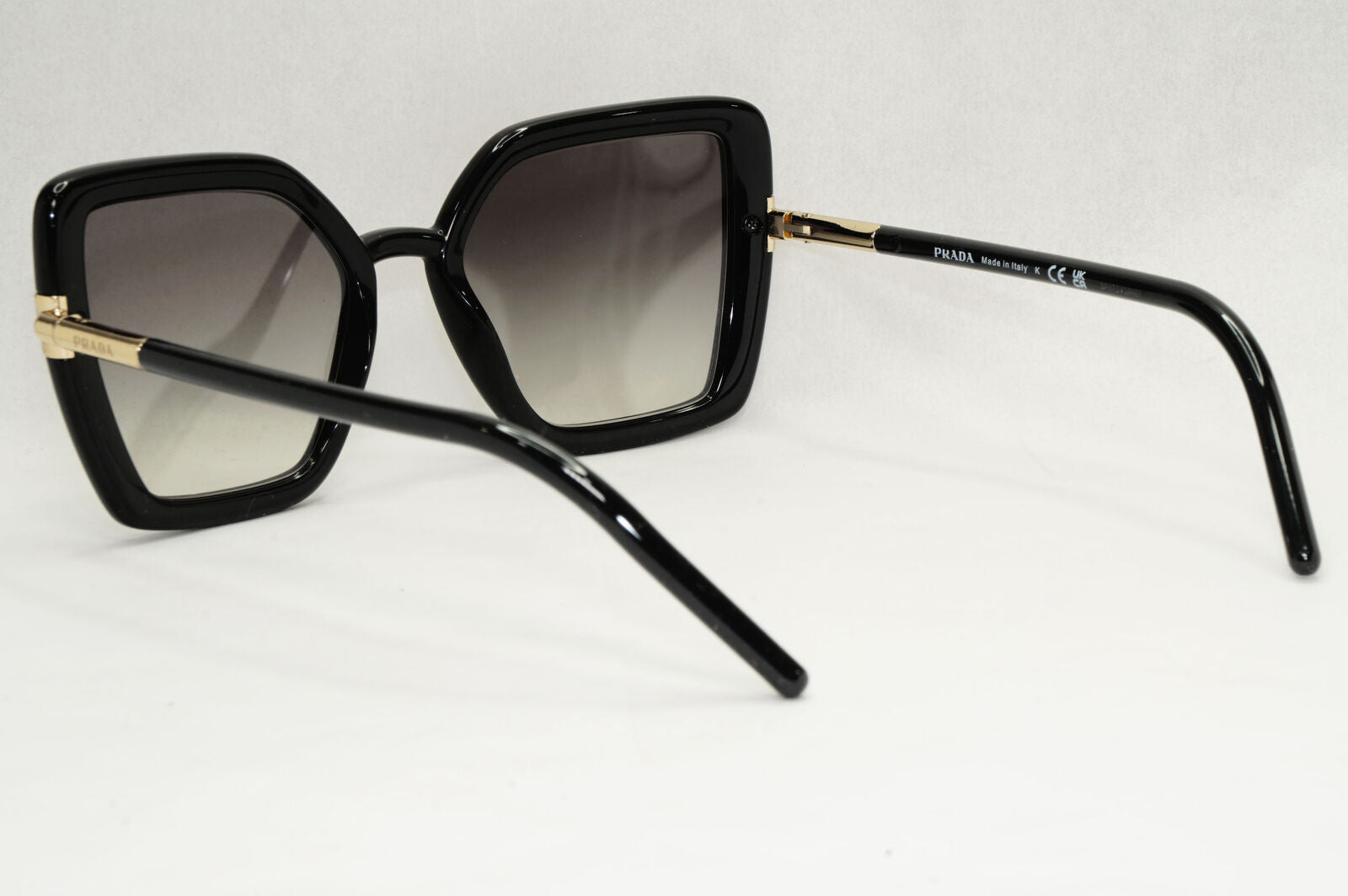 Prada Sunglasses Black Grey Gradient Gold Square Smoke PR09WS SPR 09W 1AB-0A7