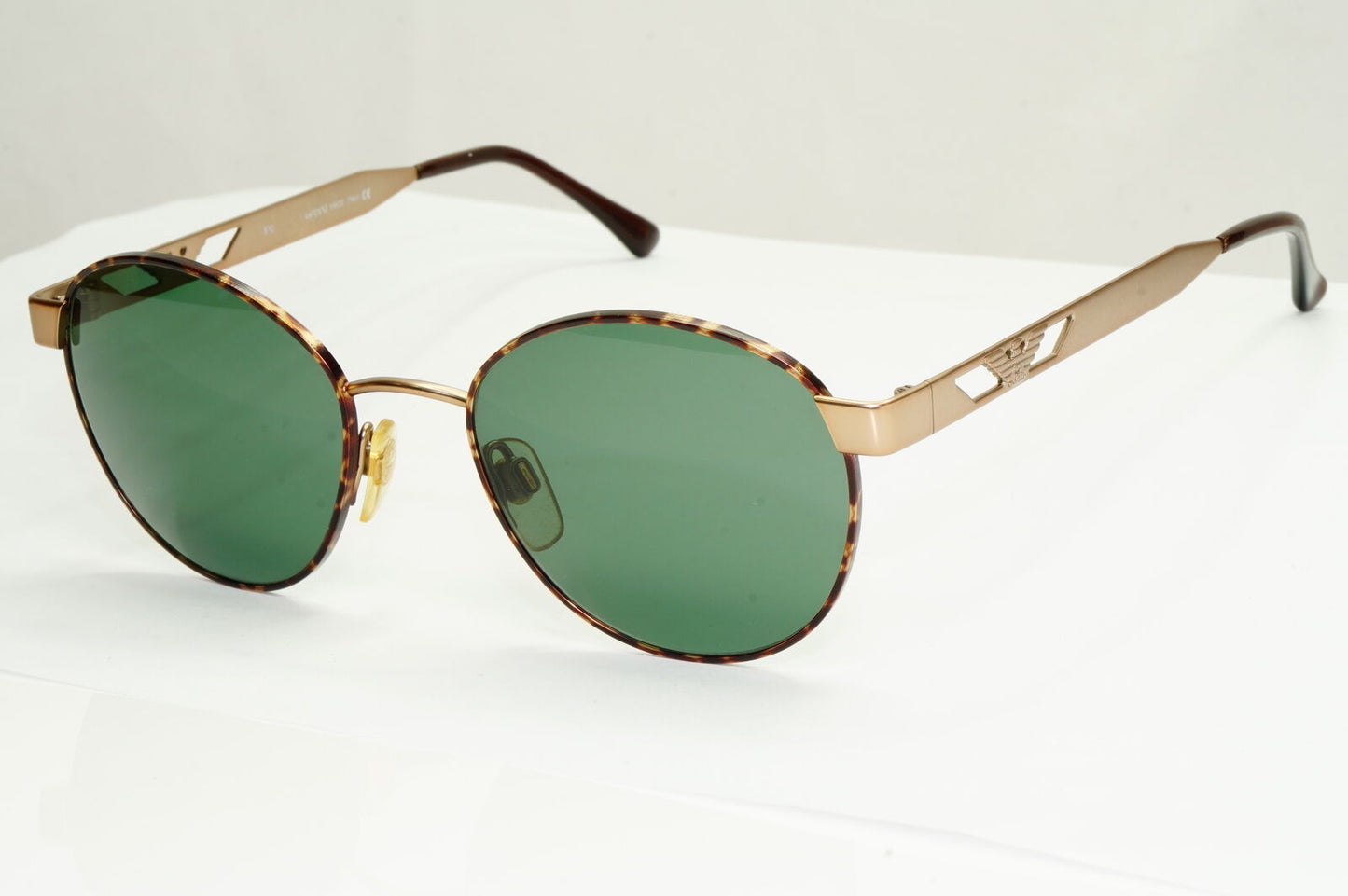 Emporio Armani Sunglasses 1997 Vintage Round Pale Gold Green Eagle 039-S 875