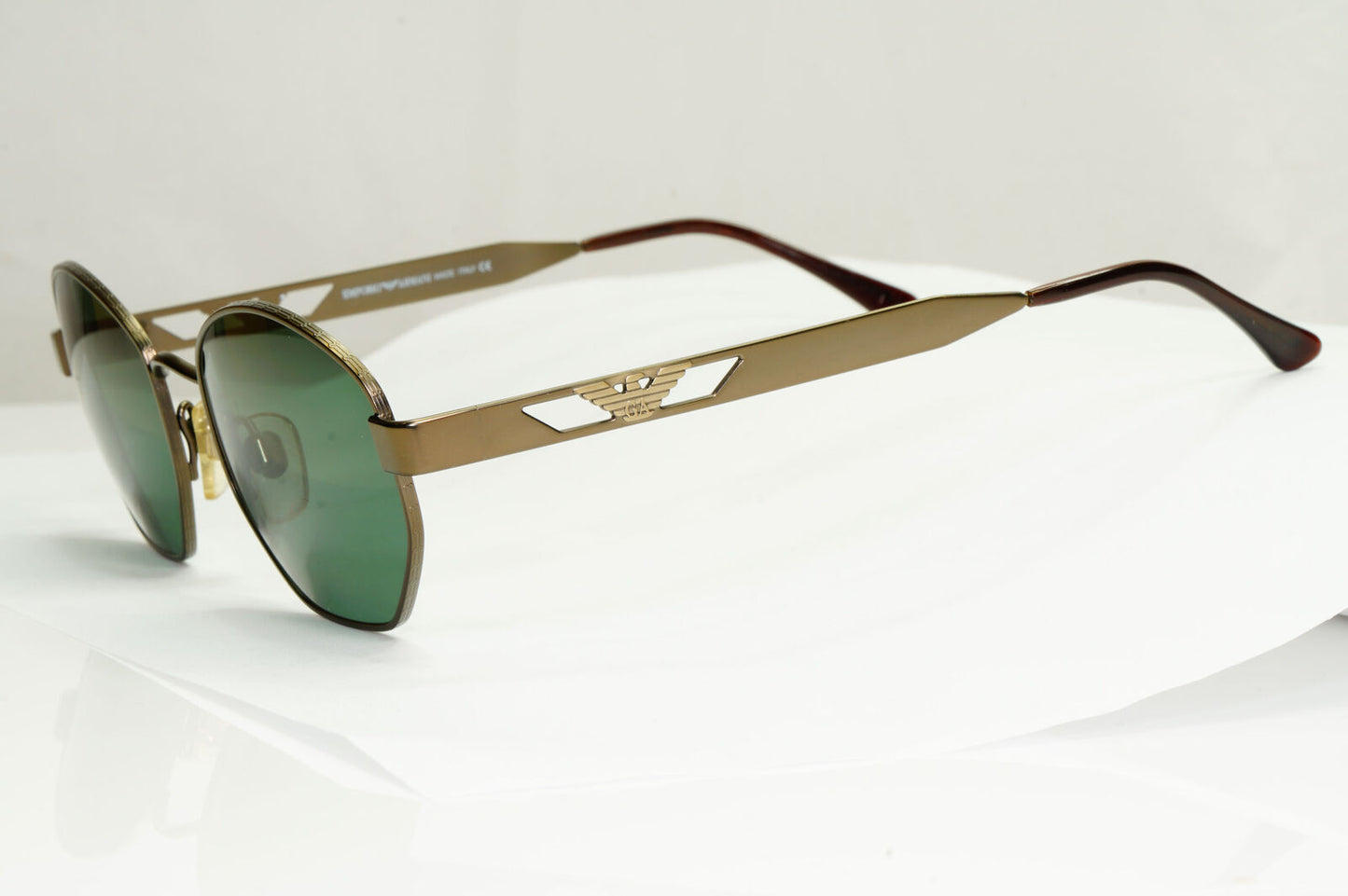 Emporio Armani Sunglasses 1997 Vintage Brown Green Hexagonal Metal 035-S 924/29