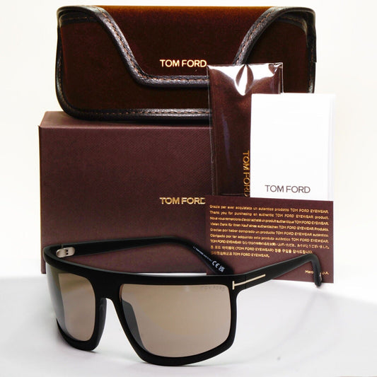 Tom Ford Sunglasses Clint-02 Black Matte Wrap Brown Large FT1066 TF 1066 02L