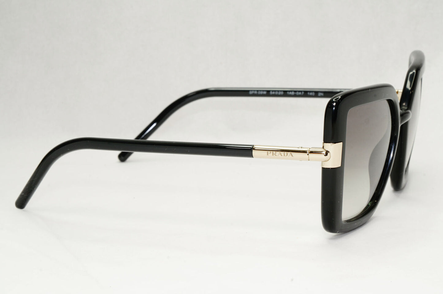 Prada Sunglasses Black Grey Gradient Gold Square Smoke PR09WS SPR 09W 1AB-0A7