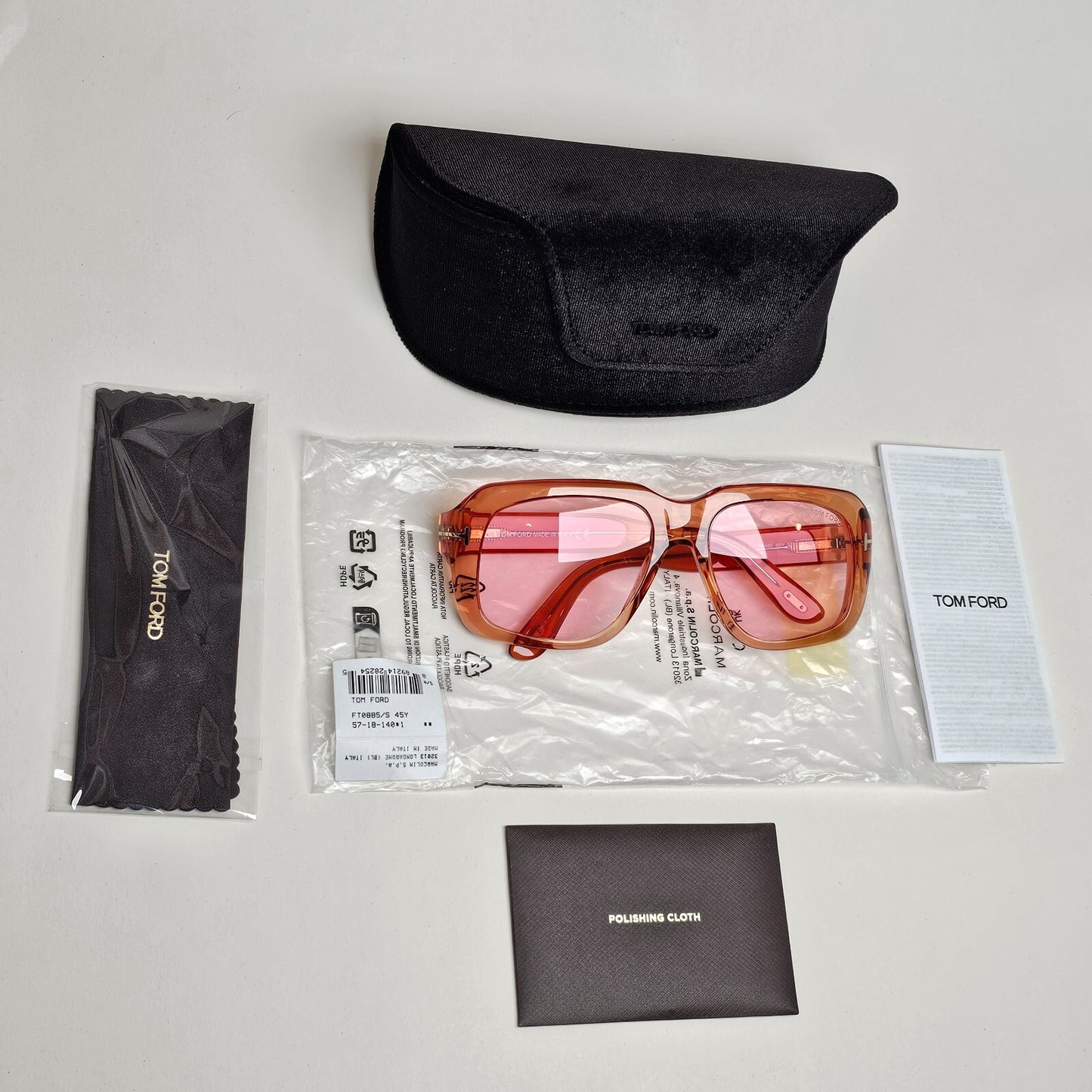 Tom Ford Sunglasses Bailey-02 Brown Honey Transparent Pink FT0885 TF 885 45Y