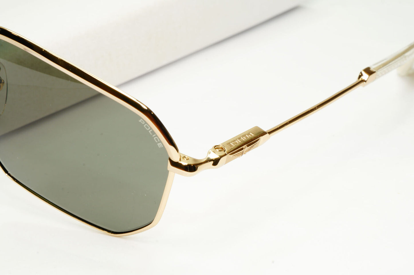 Police Sunglasses Pilot Hexagon Dull Green Gold SPL F73 Horizon 2 COL 0300