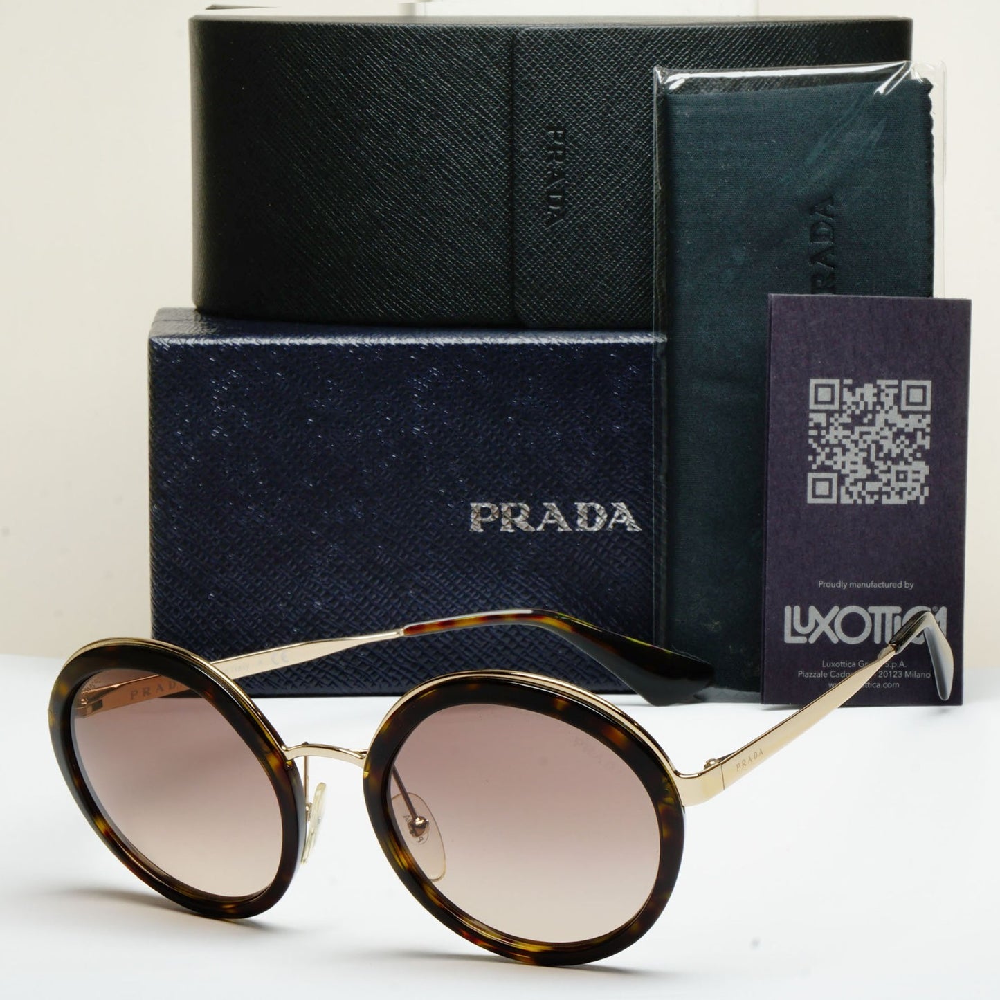 Prada Sunglasses Round Gold Brown Gradient PR50TS SPR 50T 2AU-3D0