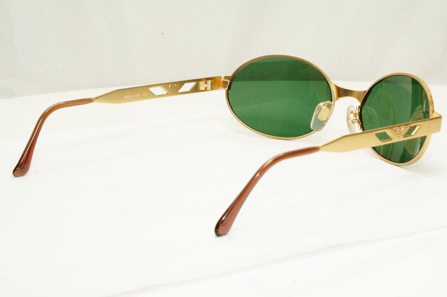 Emporio Armani 1997 Vintage Gold Sunglasses Oval Metal Green Eagle 052-S 904