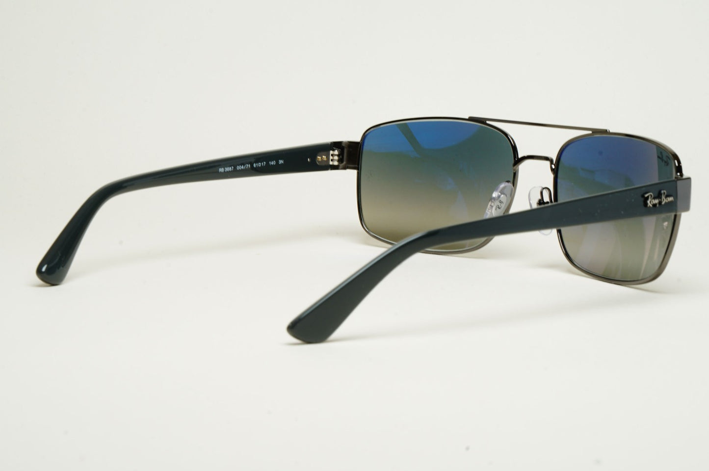 Ray-Ban Sunglasses Gunmetal Grey Square Pilot Navigator RB 3687 002/31 61mm
