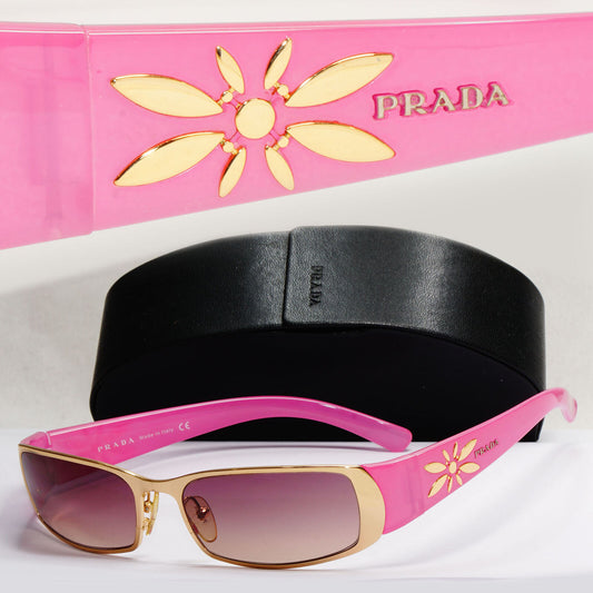 Prada Sunglasses 2006 Vintage Pink Gold Rectangle PR55GS SPR 55G 5AK-6S1 180124