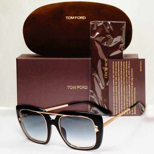 Tom Ford Sunglasses Marissa-02 Black Gold Blue Gradient Square FT0619 TF619 01B