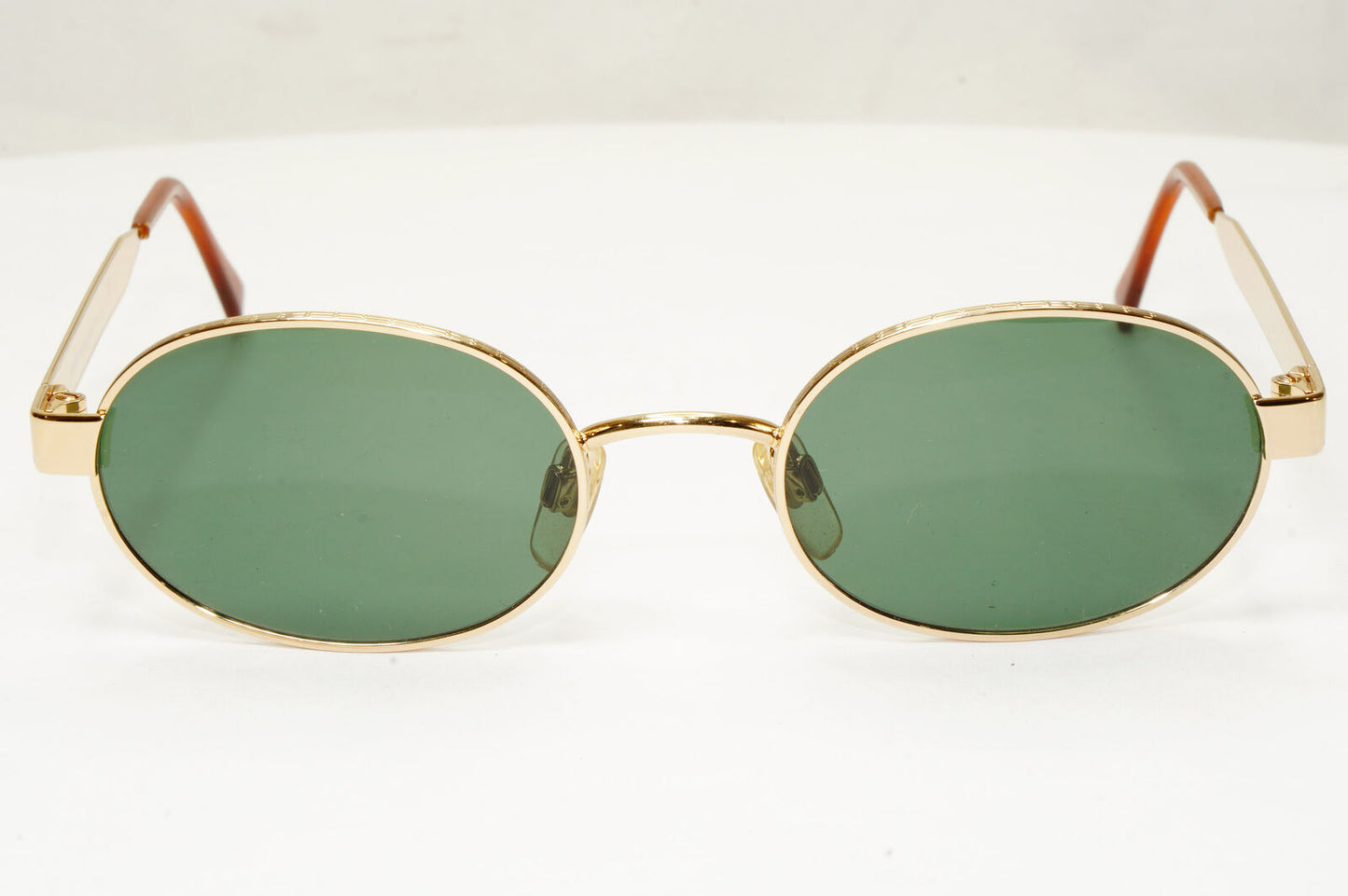 Emporio Armani 1997 Vintage Sunglasses Oval Metal Gold Green Eagle 066-S 743
