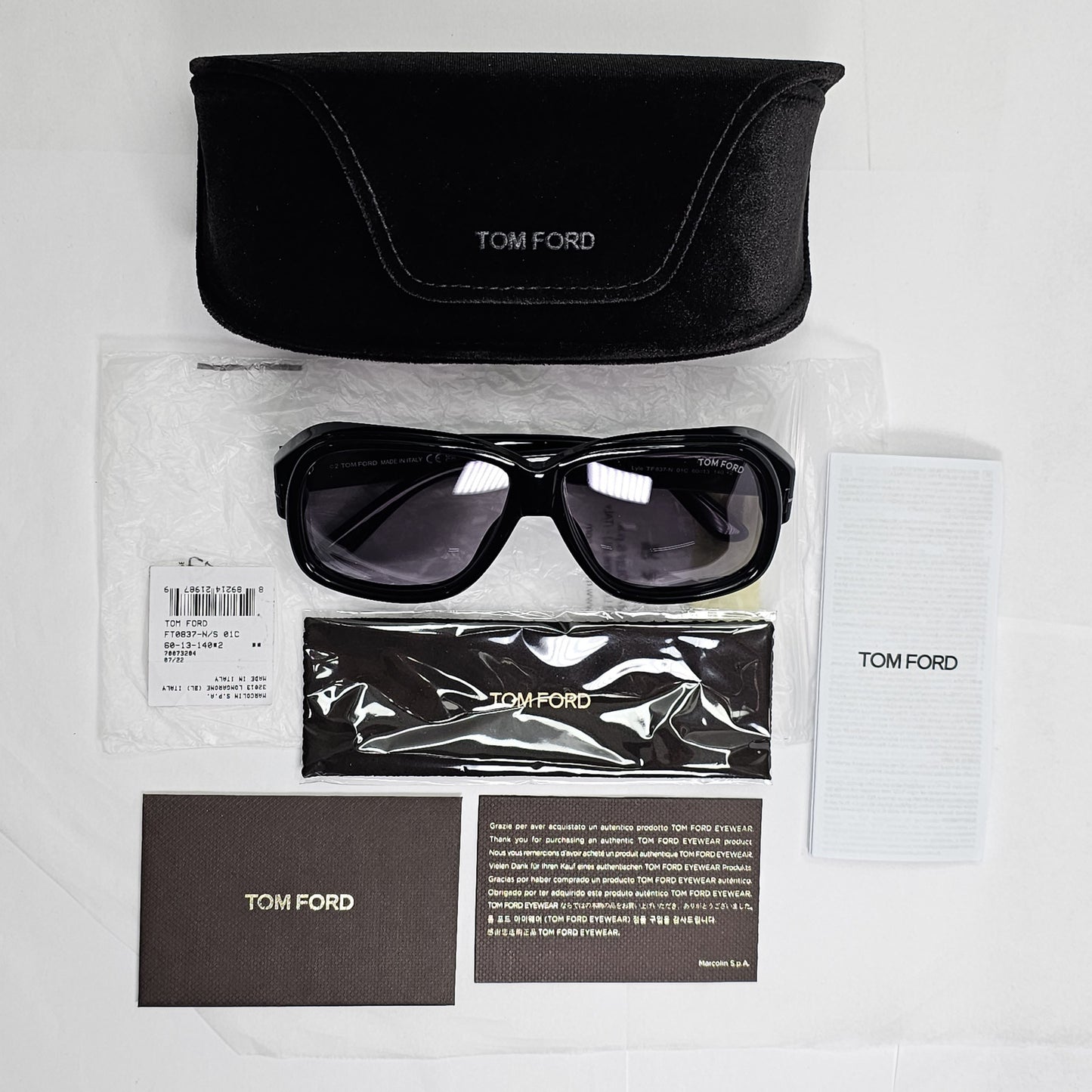 Tom Ford Sunglasses Black Lyle Grey Square Large FT0837 TF 837-N 01C 60mm