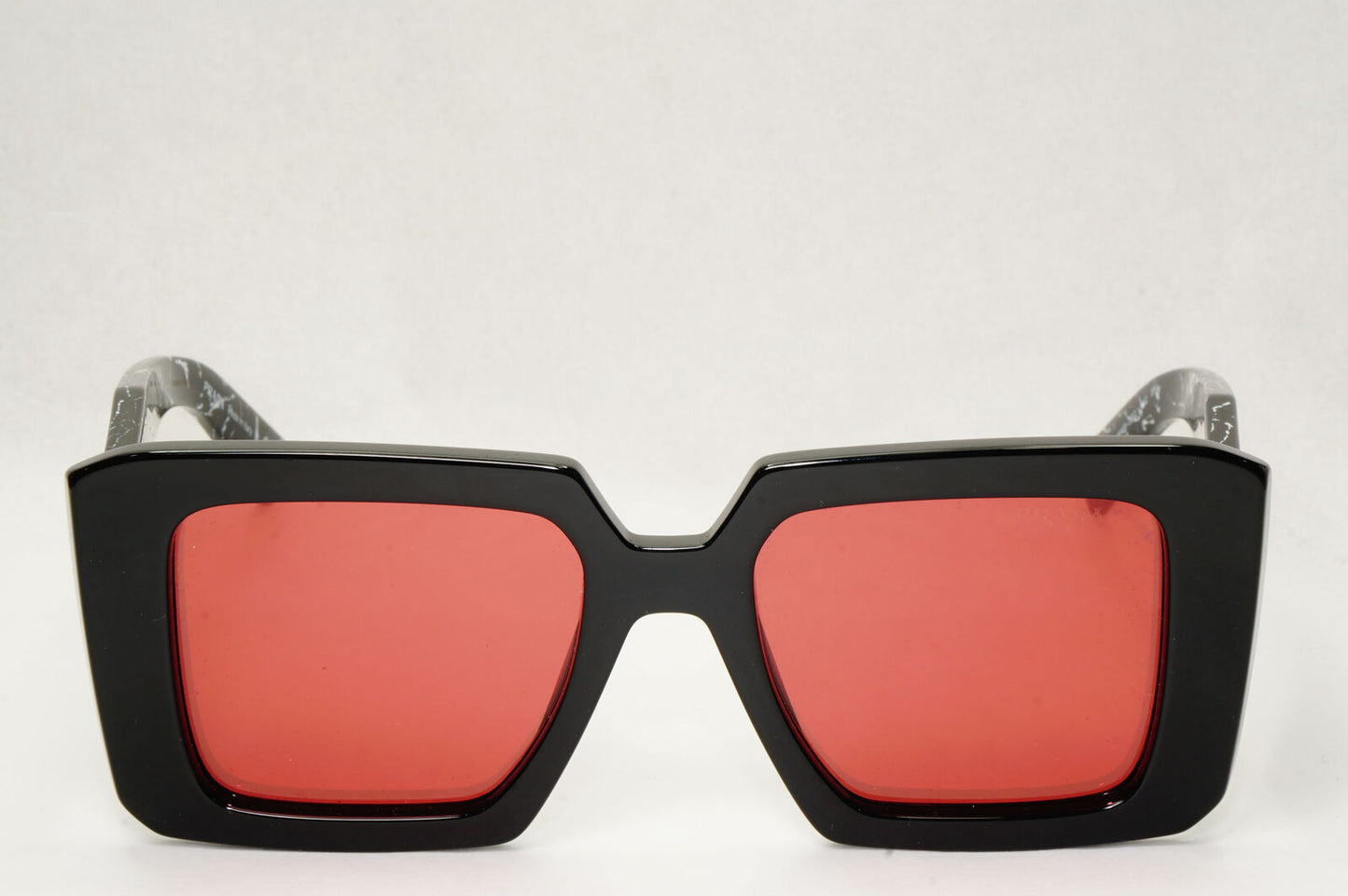 Prada Sunglasses Black Red Mirror Marble Square Triangle PR23YS SPR 23Y 1AB-06Q