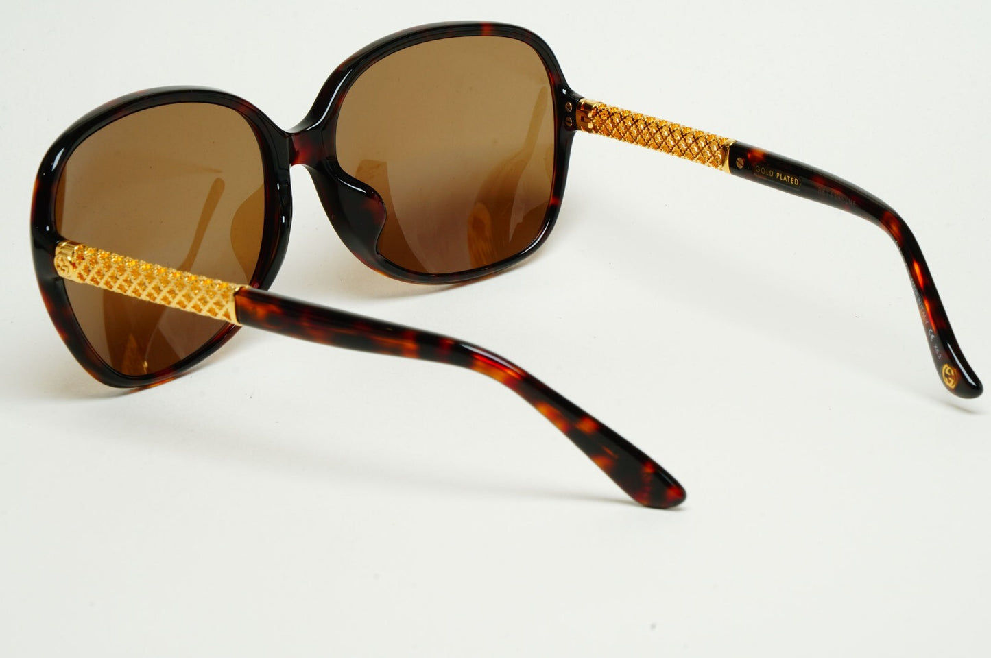 Gucci Sunglasses 2007 Vintage 24k Gold Plated Brown Square GG 3707/F/S 2ZXHA