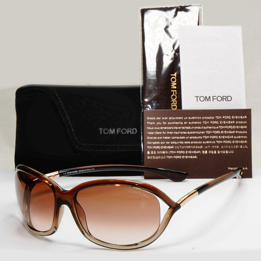 Tom Ford Sunglasses Jennifer Brown Gradient Shiny Gold Wrap FT0008 TF8 38F