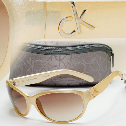 Calvin Klein Sunglasses 2005 Vintage Beige Brown Gradient Wrap 3054S 271 121124