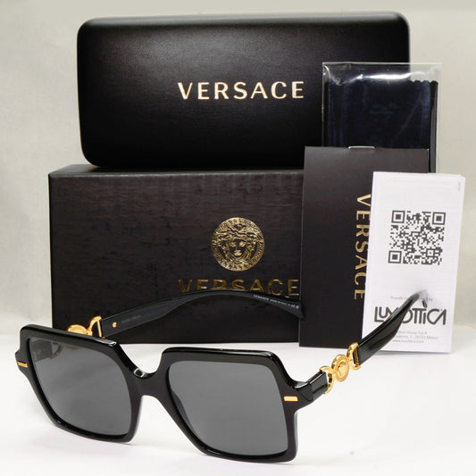 Versace Sunglasses Black Gold Medusa Square Oversized Large MOD VE 4441 GB1/87