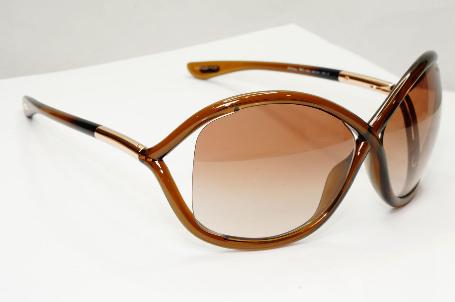 Tom Ford Whitney Sunglasses Brown Gradient Gold Large Wrap TF9 FT0009 692