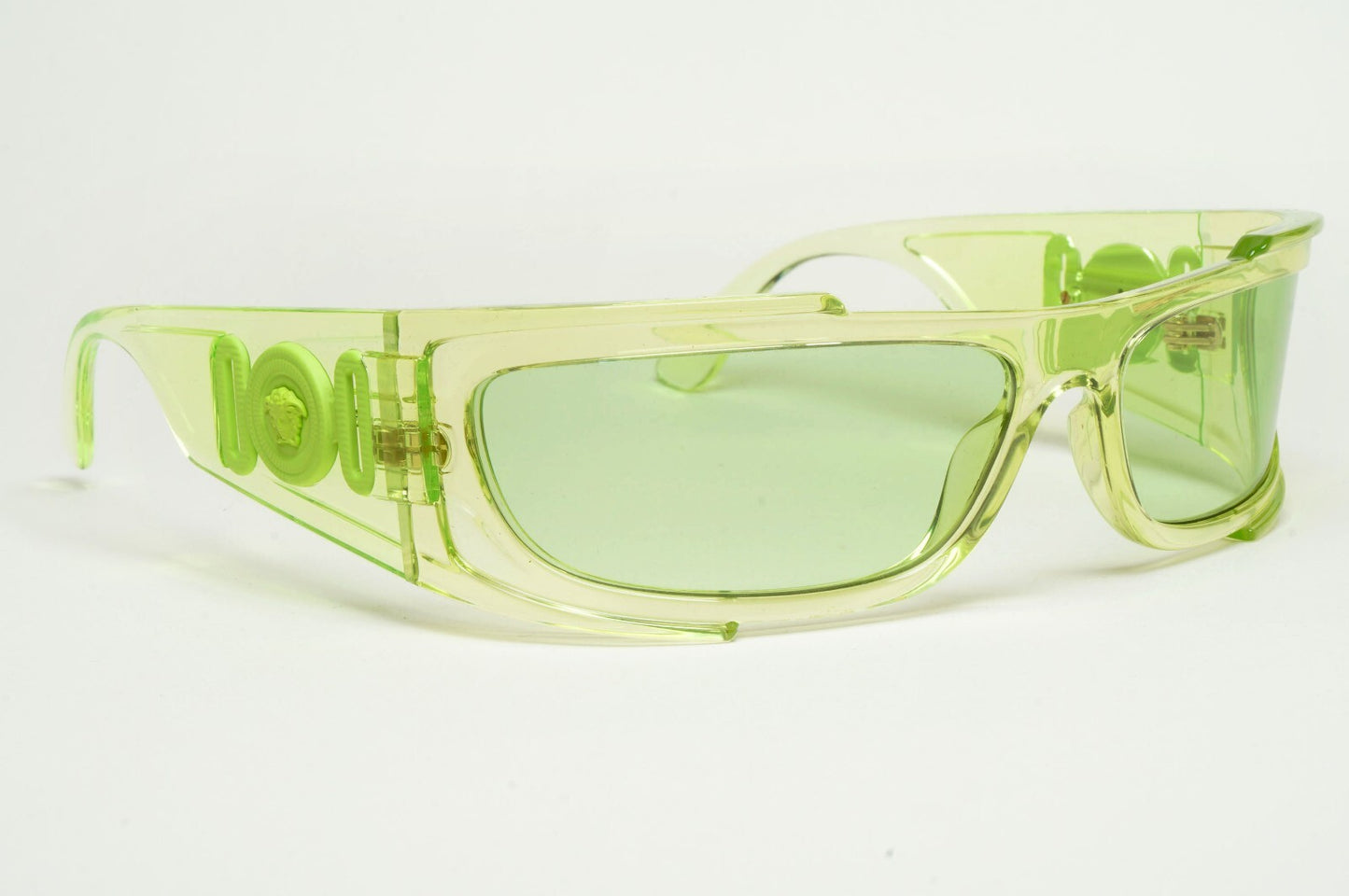 Versace Sunglasses Unisex Wrap Gold Medusa Transparent Green MOD VE 4446 5413/7