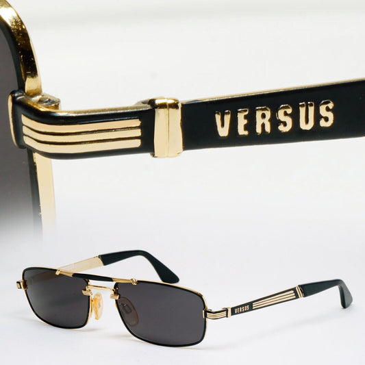 Versus Sunglasses 1996 by Gianni Versace Vintage Rectangle Gold MOD F06 COL 33M