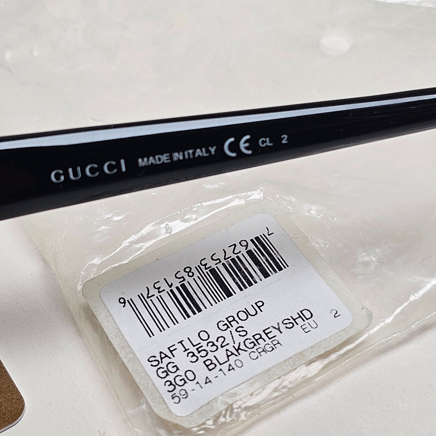 Gucci Sunglasses 2010 Vintage Unisex Square Black Grey GG 3532/S 3G0EU 59mm