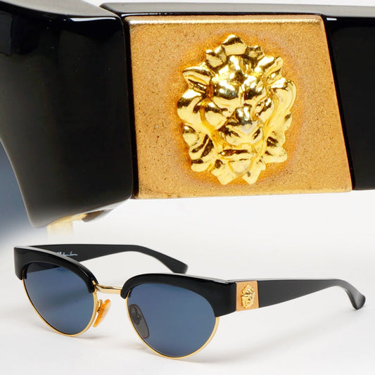 Versus Sunglasses 1996 by Gianni Versace Vintage Black Gold Lion MOD E22 COL 852