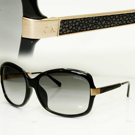 Giorgio Armani Stingray Leather Black Gold Sunglasses Womens GA 934 2E9VK 30343