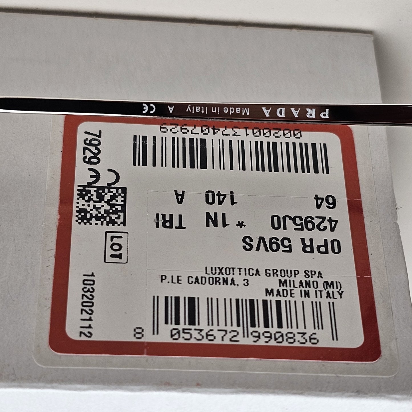 Prada Sunglasses Silver Grey Square Rimless PR59VS SPR 59V 429-5J0
