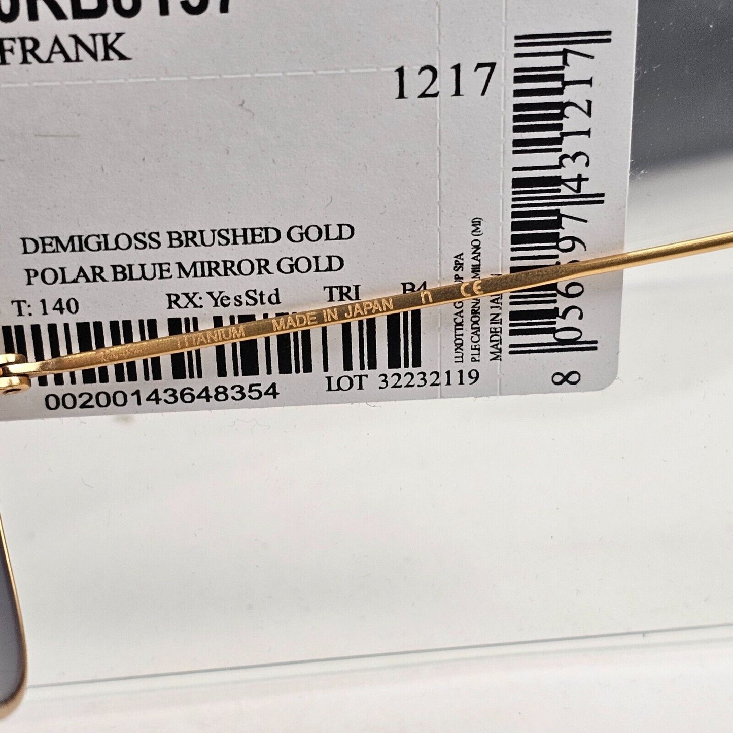 Ray-Ban Sunglasses Frank Titanium Polarised Gold Blue RB 8157 Frank 9217/T0 48mm