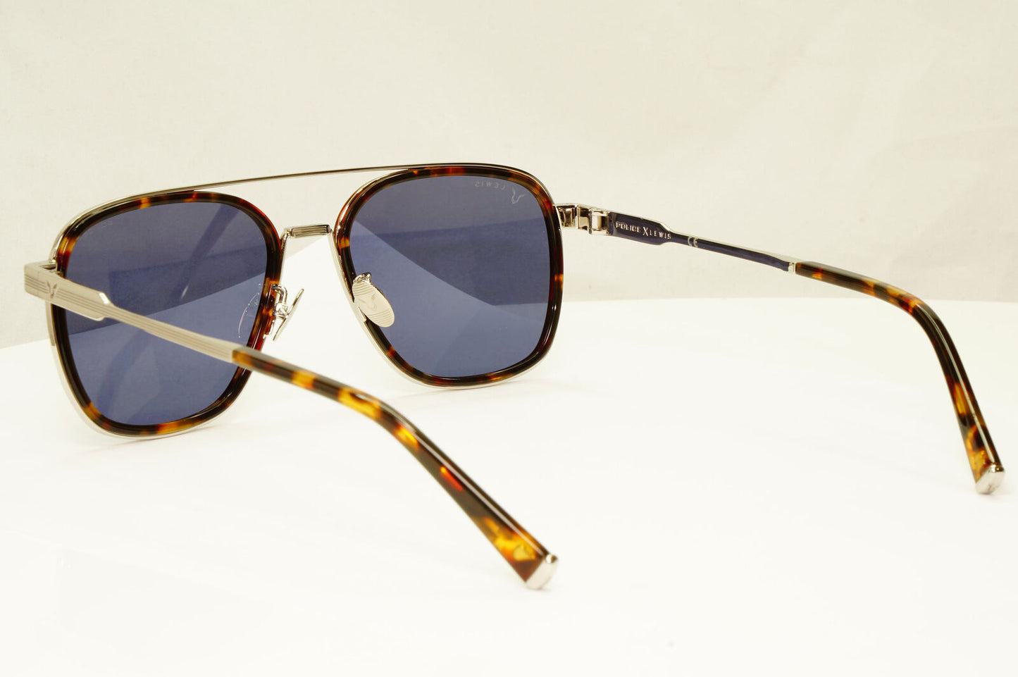 Police Lewis Hamilton F1 Sunglasses Blue Brown Silver Square SPL C49 COL 04BL