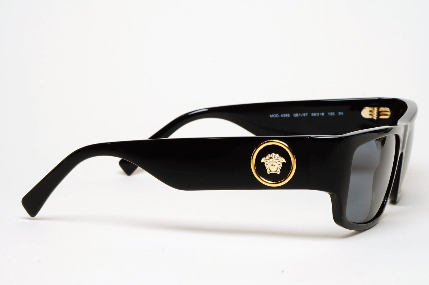 Versace Sunglasses Black Gold Medusa Rectangle RB 4385 GB1/87 56mm
