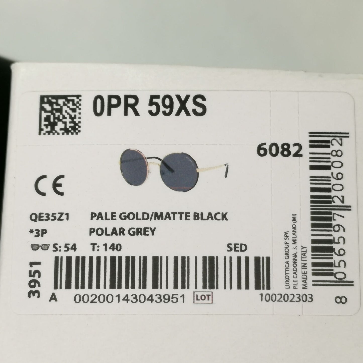Prada Sunglasses Polarized Black Gold Grey Round Metal PR59XS SPR 59X QE3-5Z1