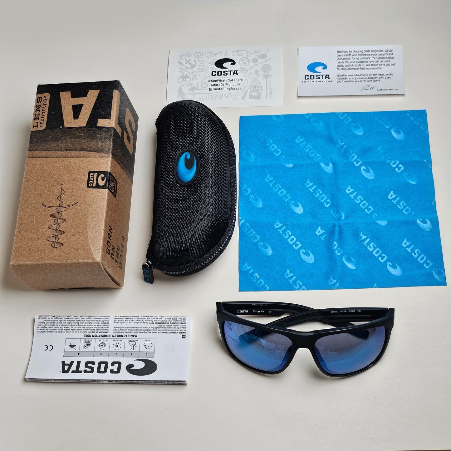 Costa Del Mar Sunglasses Ferg XL Polarized Blue 580P Mirror Black B06S9012 05