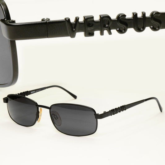 Versus 1995 Vintage Black Metal Sunglasses Gianni Versace MOD R27 COL 028