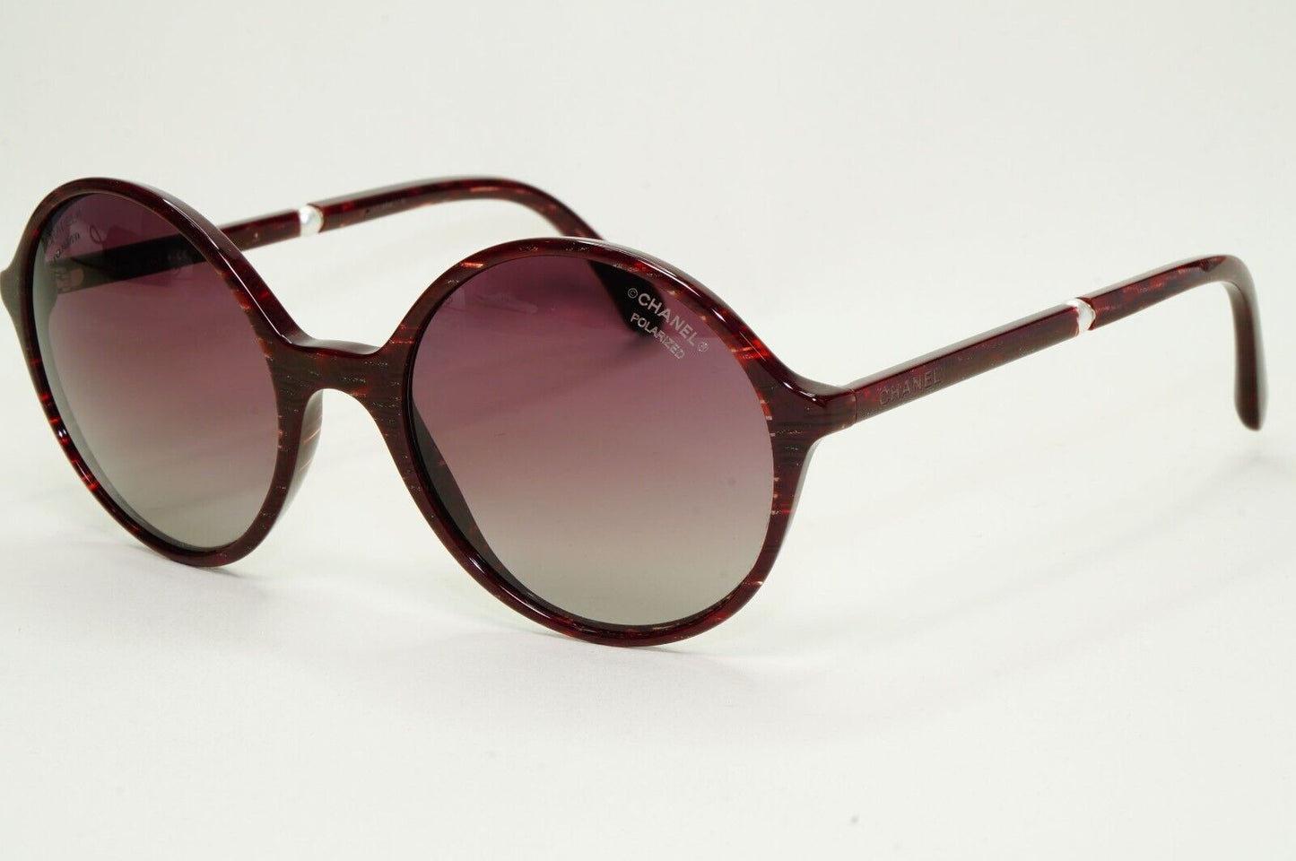Chanel Sunglasses Pearl Polarized Dark Red Burgundy Round 5391-H c.1638/K5