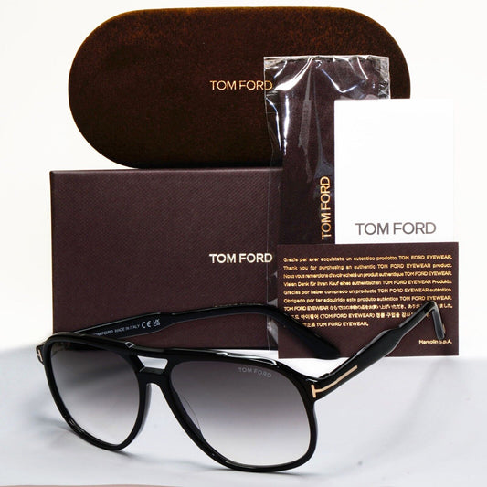 Tom Ford Sunglasses Raoul Black Glossy Pilot Gradient Grey TF 753 FT0753 01B