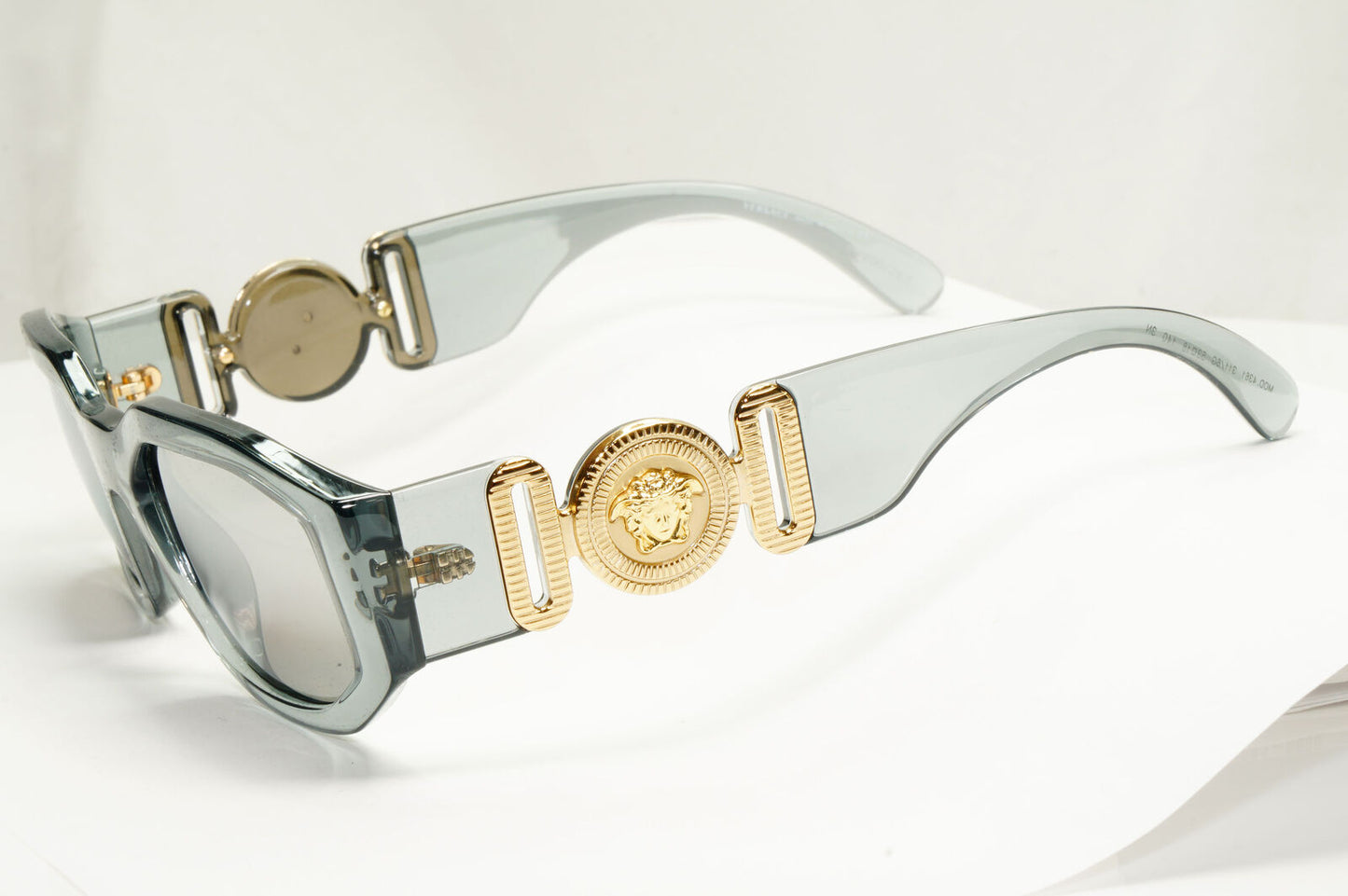 Versace Gold Medusa Sunglasses Grey Crystal Mirror Transparent Clear 4361 311/6G
